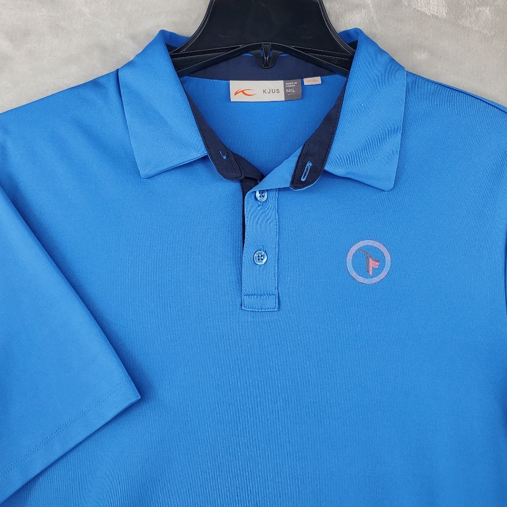 KJUS GOLF Trinity Forest Golf Club Performance polo shirt Royal Blue Mens Large‎